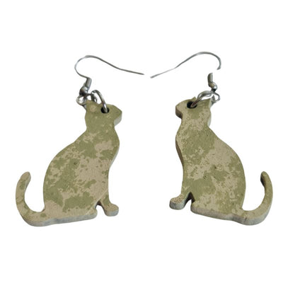 Cat Silhouette Wooden Earrings