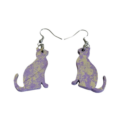 Cat Silhouette Wooden Earrings