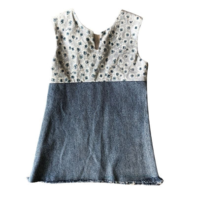 Kid's dress, denim plus a colour of your choice, made to order